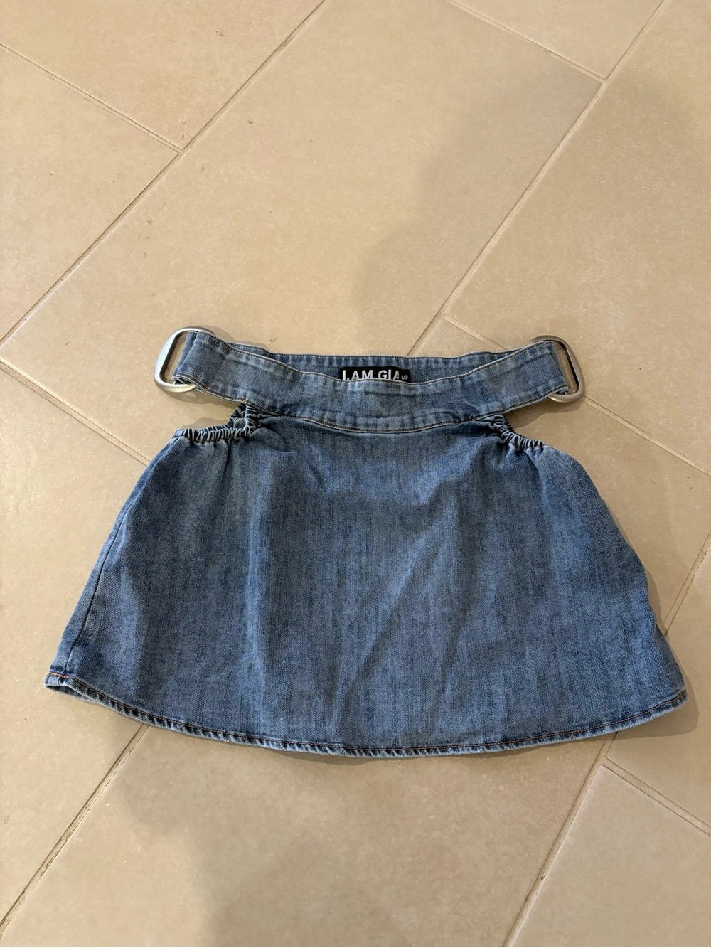 NWOT  I . AM . GIA  Mini Buckle Snap  Jean Skirt Drew Skirt Size Small Cutouts